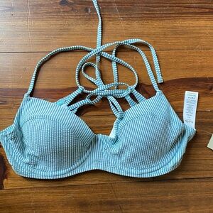 Salt Life Women’s Aqua Seersucker Stripe Bikini Top/Swimsuit Top NWT